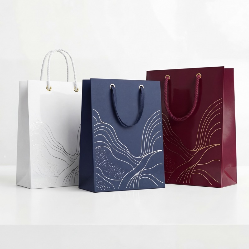 Три элегантных бумажных пакета с авторским дизайном
