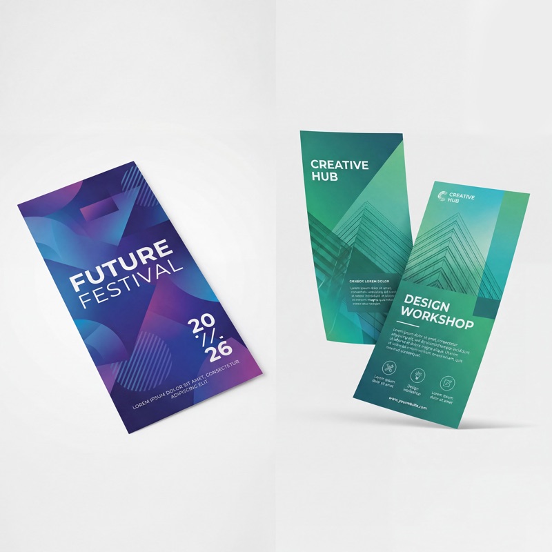 Флаеры евроформат — яркий дизайн Future Festival и Creative Hub