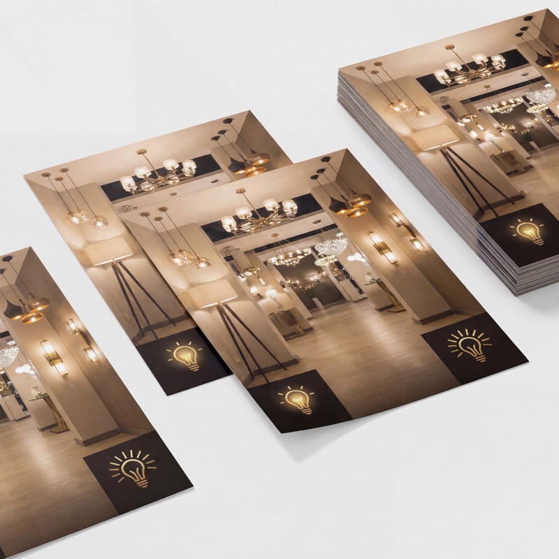 Листовки А4 — стопка рекламных листовок с фото интерьера