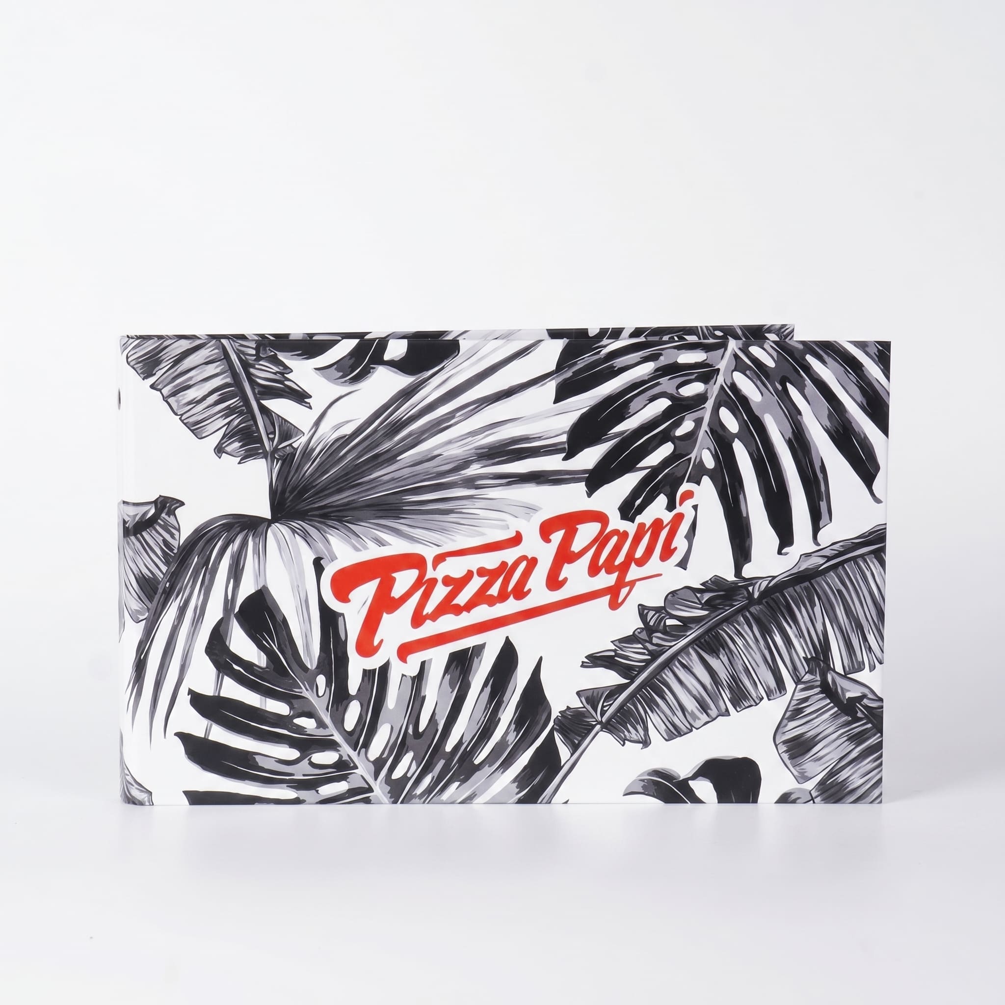 Pizza Papi — кашированная папка-меню с тропическим принтом