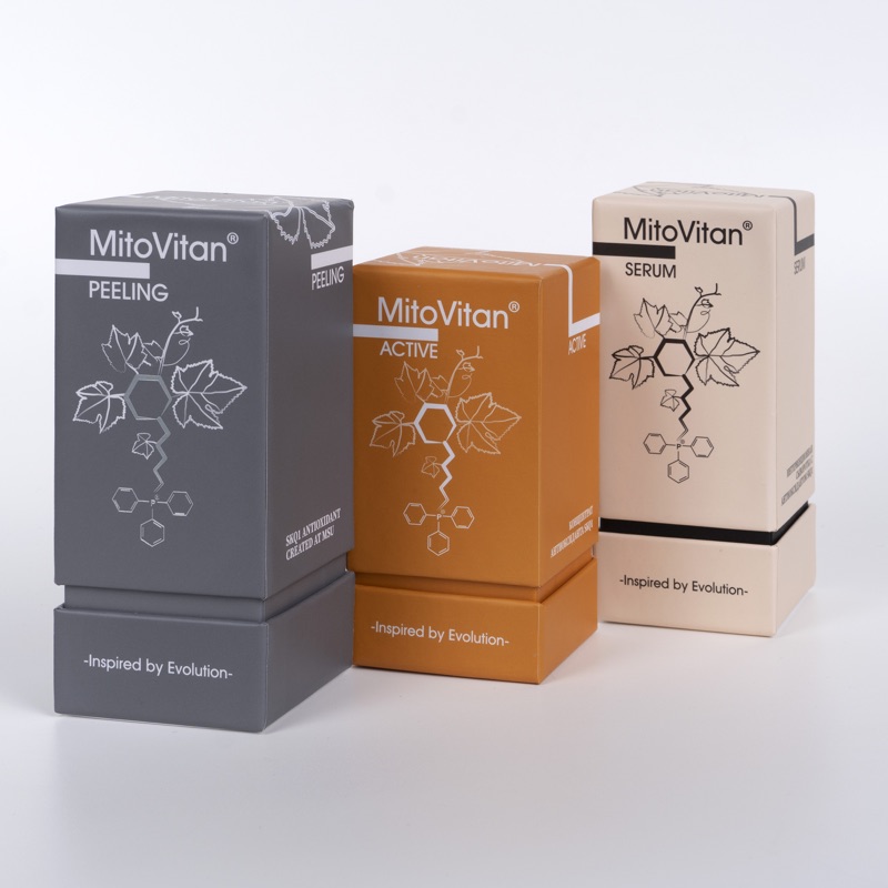 MitoVitan — три коробки крышка-дно серая, бронза и бежевая