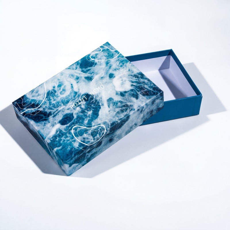 Point Nemo — синяя коробка крышка-дно с фотопечатью океана