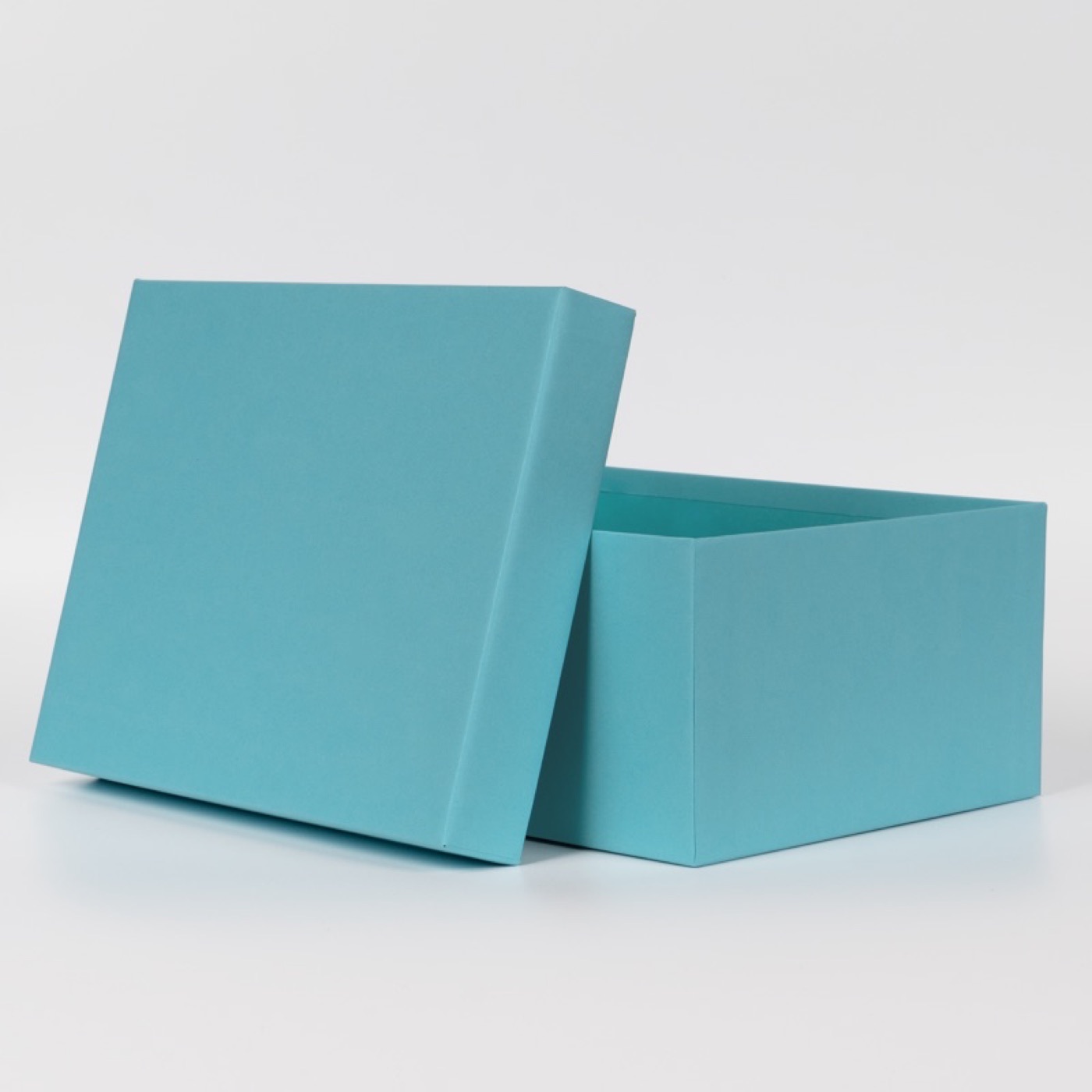 Бирюзовая коробка крышка-дно открытая, крышка отдельно