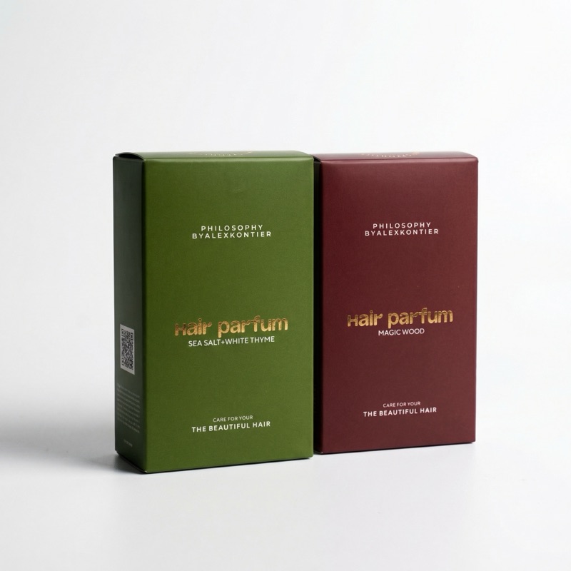 Philosophy ByAlexKontier — две коробки Hair Parfum зелёная и бордовая