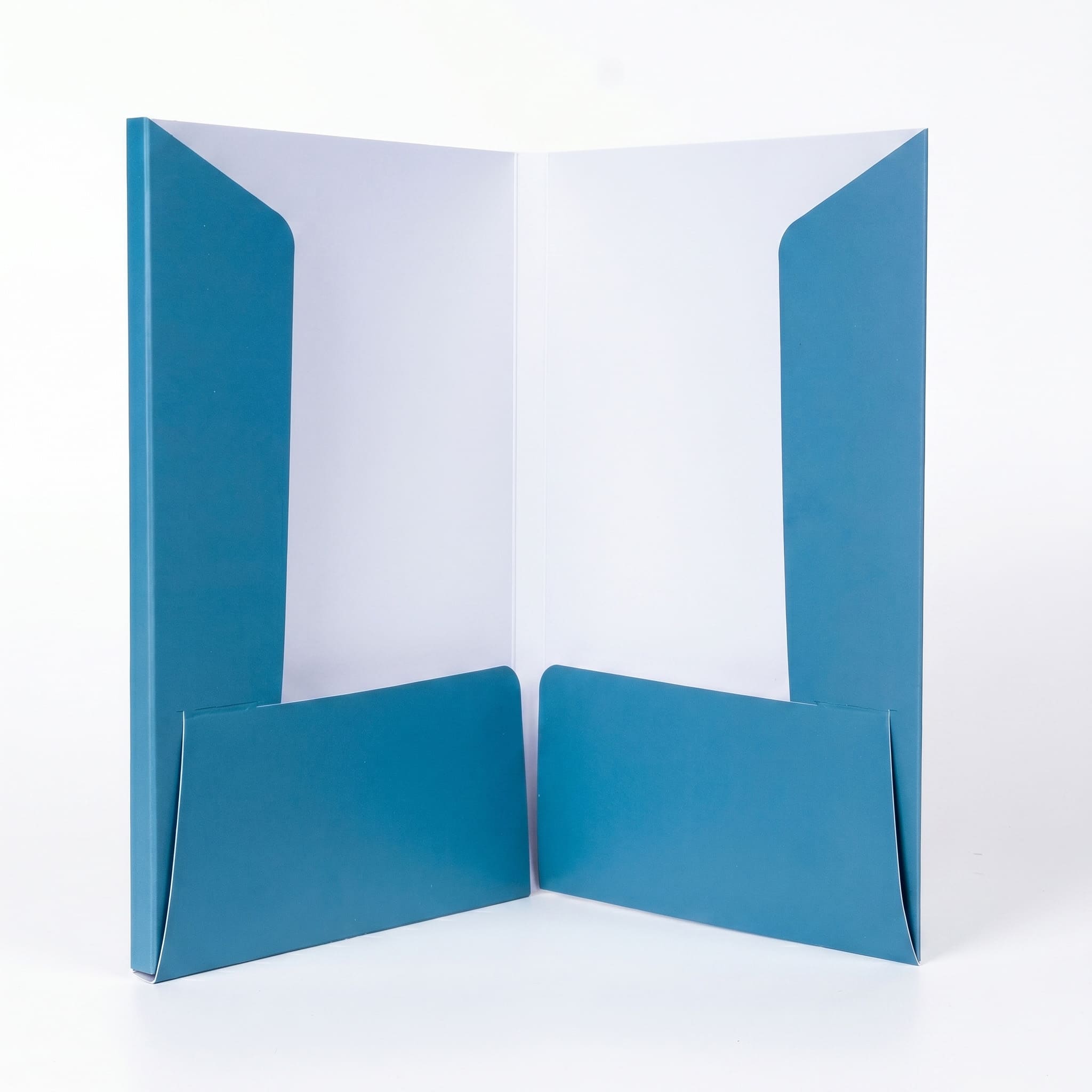 Голубая папка-вырубка открытая с двумя карманами