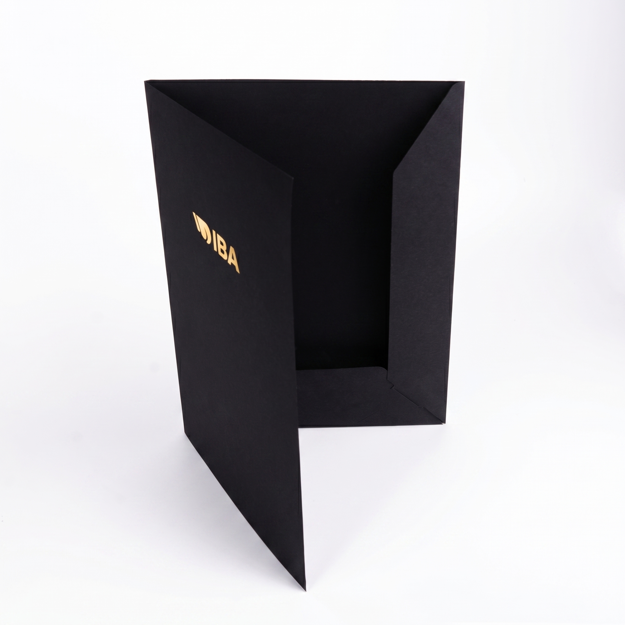 IBA — чёрная папка-вырубка открытая, вид сбоку