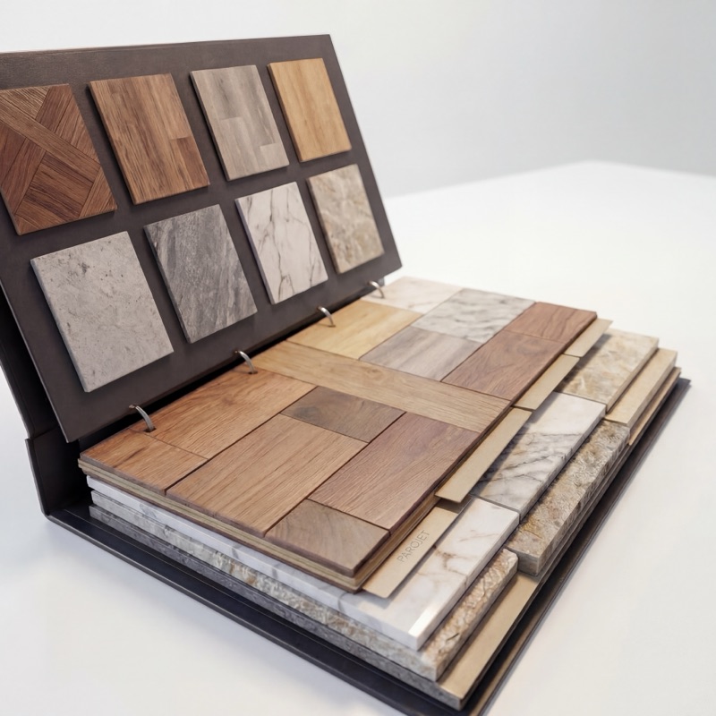Папка под образцы напольных покрытий с кольцевым механизмом
